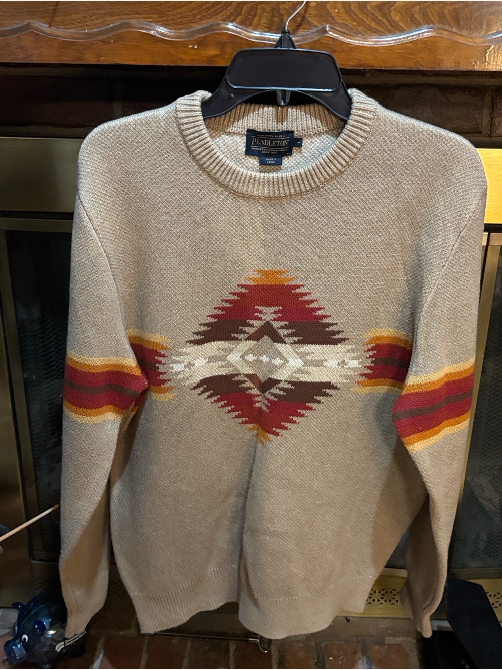 Pendleton Beige Crewneck Sweater with Southwestern Motif